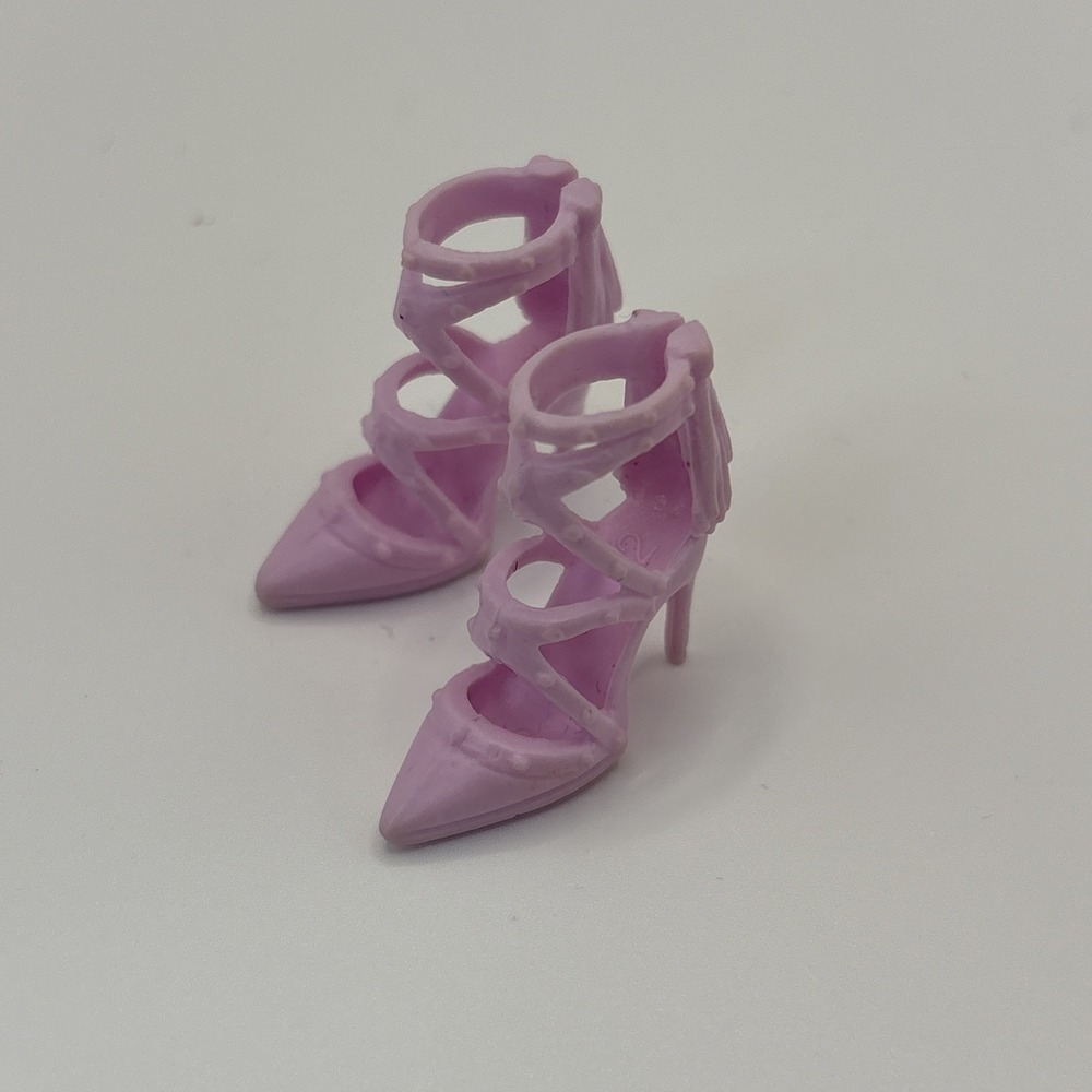 Barbie Doll Fashions Lt Purple Pink Tassel Ankle Strap High Heel Stiletto Shoes